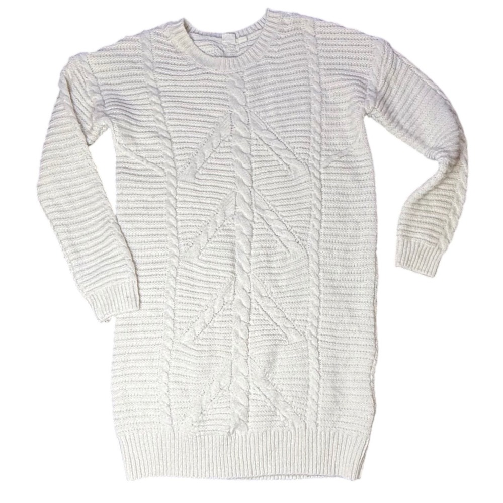 GAP Cable‎ Knit Sweater Dress Ivory Cream Long Sleeve Medium Casual Wool Alpaca